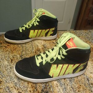 Rare Nike Men's Big Nike High Retro Black Neon Green Sneakers Size 13 366726-071